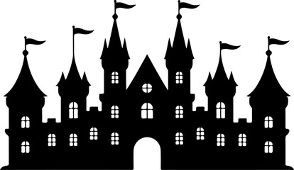 Magnificent Medieval Castle silhouette vector illustration © Nasima