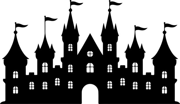 Magnificent Medieval Castle silhouette vector illustration