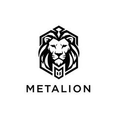 Modern geometric lion head logo in a bold hexagonal frame.