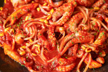 Spicy stir-fried octopus, Korean food