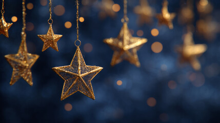Golden stars sparkle with joy against deep blue background