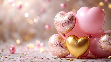 Festive heart-shaped balloons create a romantic atmosphere for celebrations and special occasions