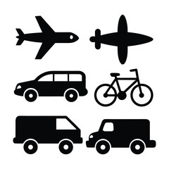 Transportation Silhouettes Vector Set 