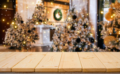 Christmas Season Celebration: Featuring adorned Christmas trees, warm, festive lights. The scene evokes a feeling of warmth and joy.