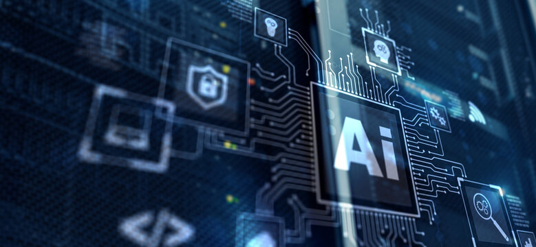 Artificial Intelligence Processor Concept. Abstract server background