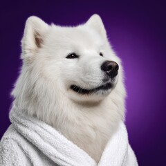 Happy Samoyed in Towel
