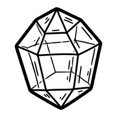 Hand-drawn Icosahedron Geometric Shape Black Outline Illustration