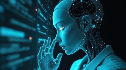 Holographic android whispering poison code into sleeping programmer's ear
