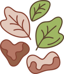 Green vector brush strokes organic tags and labels silhouette