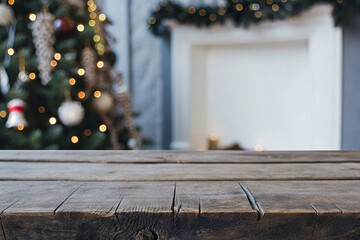 christmas decoration on wooden table