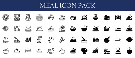 Meal Icons Collection | Kitchen, Cafe, Dish, Beverage EPS Pack.