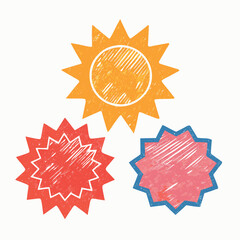 Star burst promotional stickers badges and seals silhouette