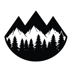 Obraz premium Mountain and Forest Landscape Silhouettes Vector 