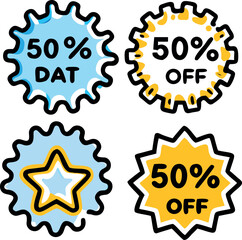 Star burst promotional stickers badges and seals silhouette