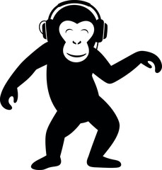 Dancing monkey dj with headphones silhouette © Safwan Creatives