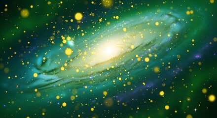 Enchanting green cosmic vortex with luminous starlight for backgrounds