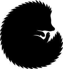 Black silhouette hedgehog curled up © Safwan Creatives
