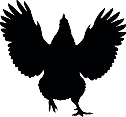 Silhouette of a chicken with wings spread