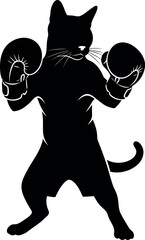 Black cat boxer silhouette