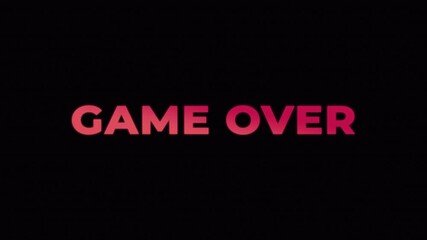 Dramatic gaming text animation showing “GAME OVER” with glowing effects and fast motion trails, delivering a powerful end-screen moment.