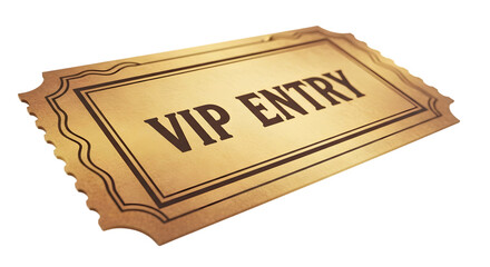 Golden vip entry ticket on black background for exclusive event access
