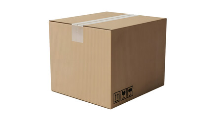 Isolated cardboard box ready for shipping on a black background