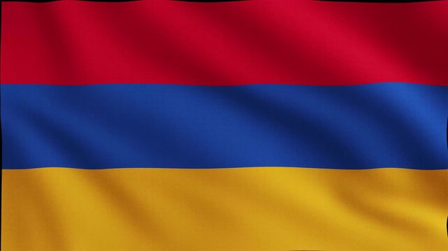 Flag of Armenia waving on a loopable 4K animation. Armenia flag video waving in wind.