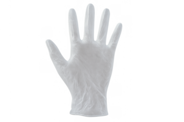 Disposable medical glove, white transparent latex protection for hygiene, safety, and infection control, isolated