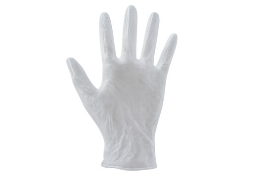 Disposable medical glove, white transparent latex protection for hygiene, safety, and infection control, isolated