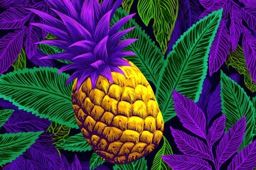 Obraz premium Floral Pattern with Pineapple