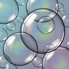 Translucent spheres cascading with ethereal colors and light play