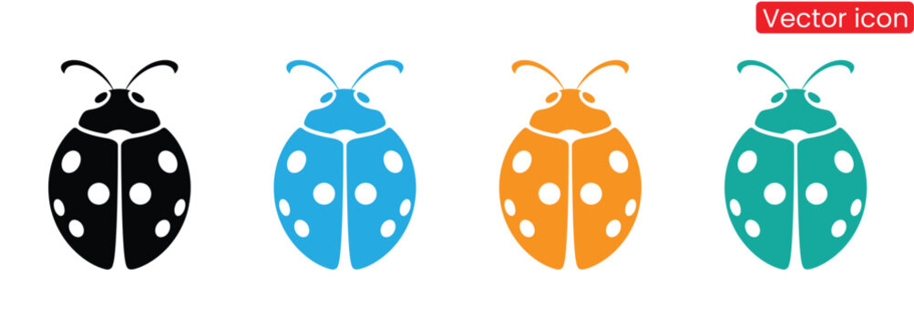 Colorful ladybug icons for spring designs and playful decorations,Ladybug icon set. flat illustration of vector icon,hand drawn ladybug logo design