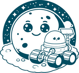 Smiling Moon and Happy Space Rover