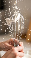 Whisking Delight: A culinary adventure with whipped cream and a dynamic kitchen scene showcased beautifully