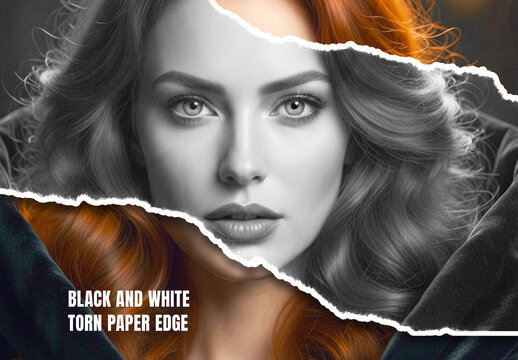 Black And White Torn Paper Edge Photo Effect