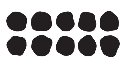 Wavy liquid organic blob and abstract rounded forms set with smooth oval curves, doodle-style irregular bubbles, colourful soft pattern backgrounds, geometric frames, and trendy vector illustration