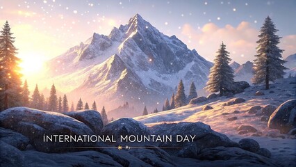 A snowy mountain ridge glowing under soft winter sunlight creating a peaceful crisp natural landscape ideal for scenic nature photography and travel visuals.