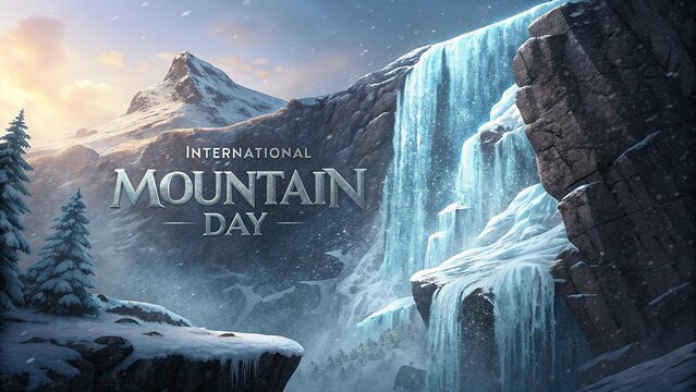 A steep frozen waterfall on a rugged mountain cliff featuring icy textures and cold dramatic winter formations ideal for natural outdoor scenic visuals. - Powered by Adobe