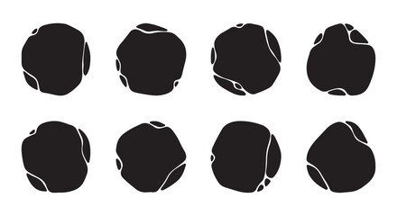 Abstract wavy blob and liquid organic round shapes featuring soft oval curves, doodle bubble outlines, irregular form silhouettes, colourful pattern frames, smooth dynamic textures and minimal vector 