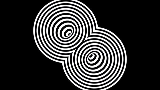 Hypnotic Op Art Animation Loop. A Monochromatic Optical Illusion of Twisting Concentric Circles.