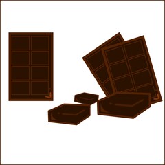 An illustration of a chocolate bar and broken pieces of chocolate