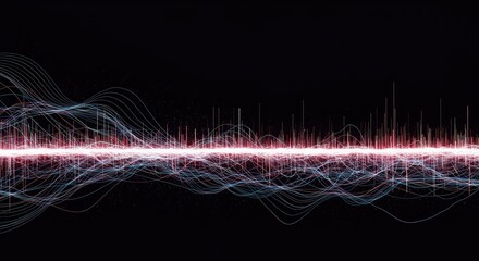 Dynamic visualization of high-frequency data transmission or energetic flow in cyberspace. Abstract line patterns suggesting rhythm and sound ,illustration ,background ,computation
