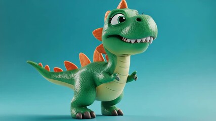 A cute cartoon dinosaur with orange spikes and big eyes - Powered by Adobe