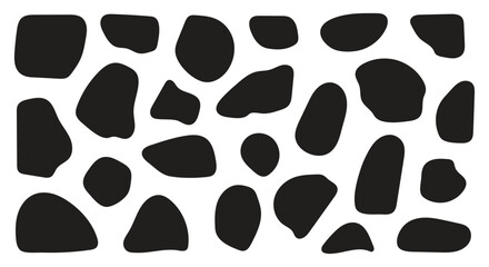 Abstract geometric liquid blobs and organic round shapes combined with doodle curves, wavy bubble outlines, smooth oval frames, colourful irregular forms, minimal three-dimensional figures