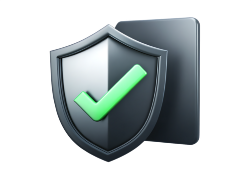 Digital security shield with checkmark on a smartphone isolated on white background