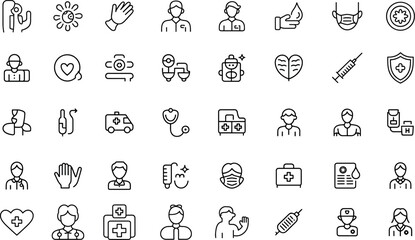 Medical Elements Linear Icons Style Vector Isolated on Transparent Background