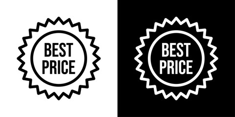 Fototapeta premium Minimal black and white “Best Price” badge icon in vector format. Perfect for promotions, e-commerce deals, discount labels, and modern marketing designs.