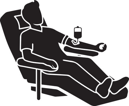 Silhouette of a person donating blood in a comfortable medical chair for health and support