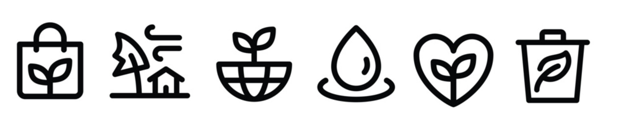 Minimal environmental symbols perfect for green projects and climate graphics.