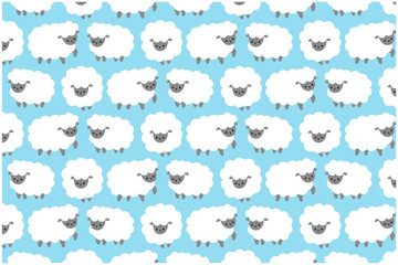 羊のパターン背景　水色